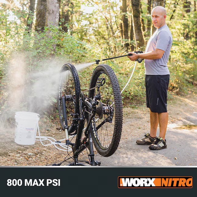 WORX WP657 Nitro Power Share 800-PSI 0.92-GPM Cold Water Battery Pressure washer with 1 Spray Tips (Battery Included) (Charger Included)1_11zon