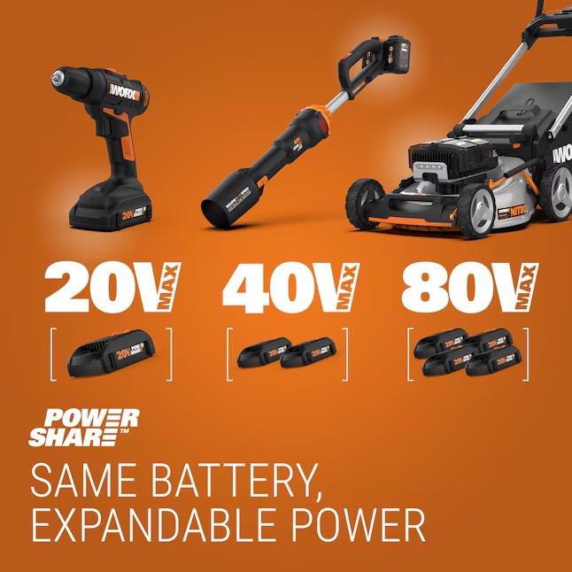 WORX WP773 40-volt 21-in Cordless Self-propelled Lawn Mower 5 Ah (2-Batteries and Charger Included)19_11zon