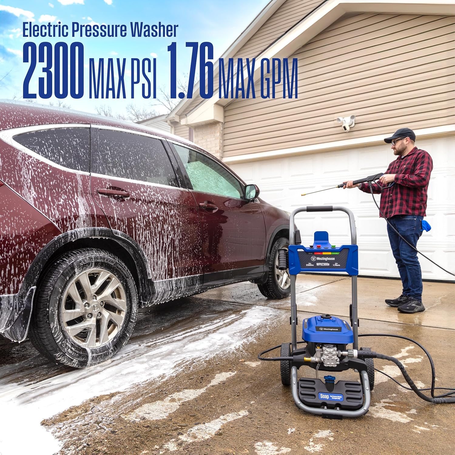 Westinghouse WPX2300e Electric Pressure Washer, 2300 Max PSI and 1.76 Max GPM, Induction Motor, Onboard Soap Tank, Spray Gun and Wand, 5 Nozzle Set9