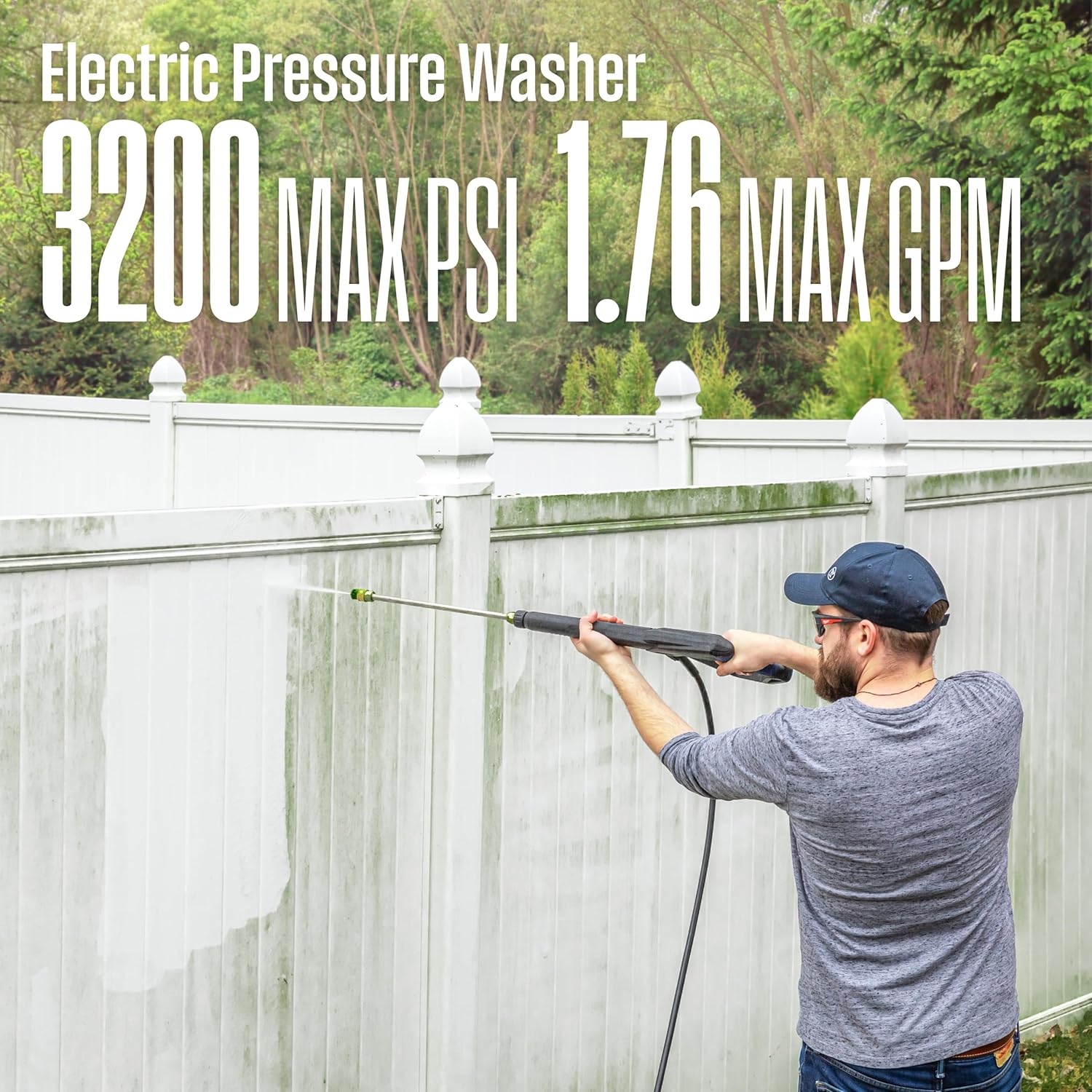 Westinghouse WPX3200e Electric Pressure Washer, 3200 PSI and 1.76 Max GPM, Induction Motor, Onboard Soap Tank, Spray Gun and Wand, 5 Nozzle Set56