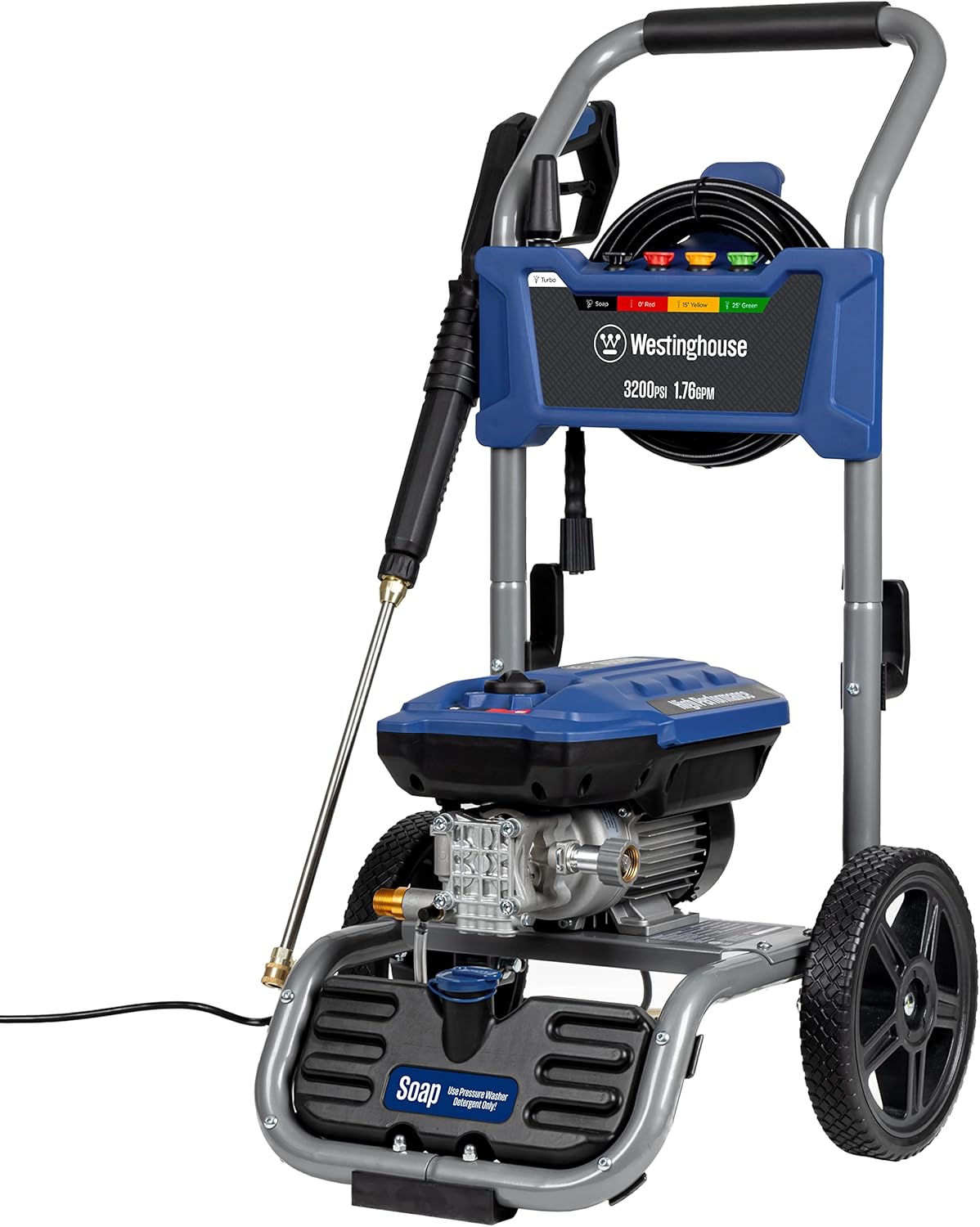 Westinghouse WPX3200e Electric Pressure Washer, 3200 PSI and 1.76 Max GPM, Induction Motor, Onboard Soap Tank, Spray Gun and Wand, 5 Nozzle Set6