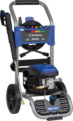 Westinghouse WPX3400e Electric Pressure Washer, 3400 Max PSI and 2.0 Max GPM, Brushless Motor, Onboard Soap Tank, Spray Gun and Wand, 5 Nozzle Set, for Cars/Fences/Driveways/Homes/Patios/Furniture