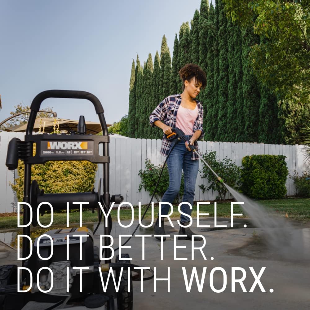 Worx 13 Amp Electric Pressure Washer 2200 PSI with Rolling Cart and 4 Nozzles -WG6071