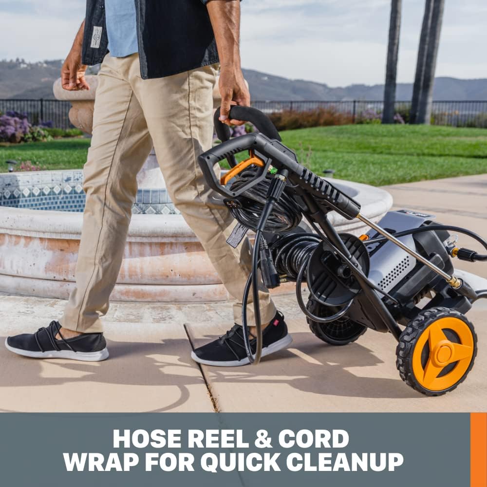 Worx 13 Amp Electric Pressure Washer 2200 PSI with Rolling Cart and 4 Nozzles -WG6072