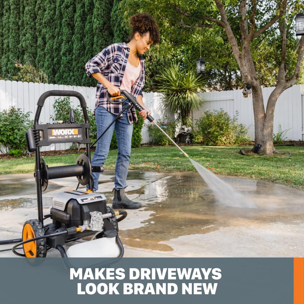 Worx 13 Amp Electric Pressure Washer 2200 PSI with Rolling Cart and 4 Nozzles -WG6074