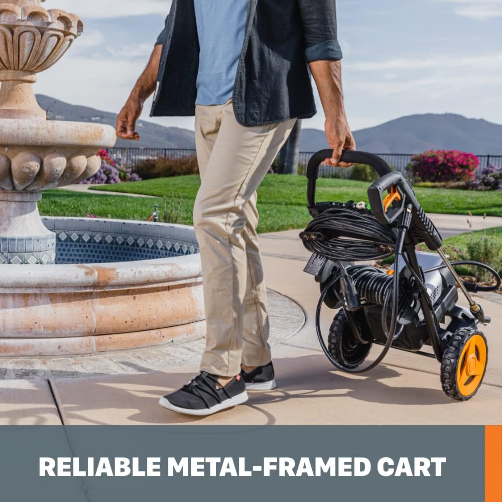 Worx 13 Amp Electric Pressure Washer 2200 PSI with Rolling Cart and 4 Nozzles -WG6077