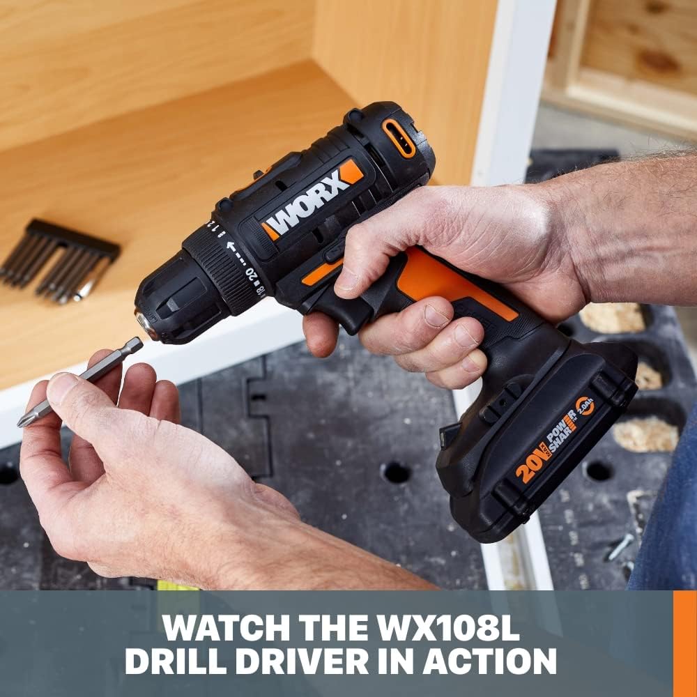 Worx 20V 3 8 Drill Driver Power Share - WX100L (Battery & Charger Included)12