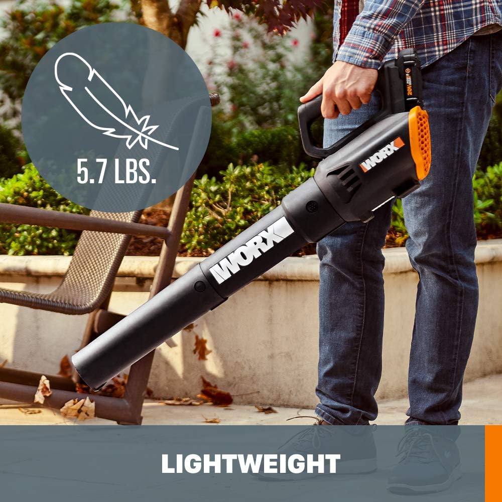 Worx 20V String Trimmer Cordless & Edger 3.0 + Leaf Blower Cordless with Battery and Charger Turbine, Black and Orange3