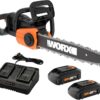 Worx 40V 14" Cordless Chainsaw Power Share with Auto-Tension - WG384 (Batteries & Charger Included)