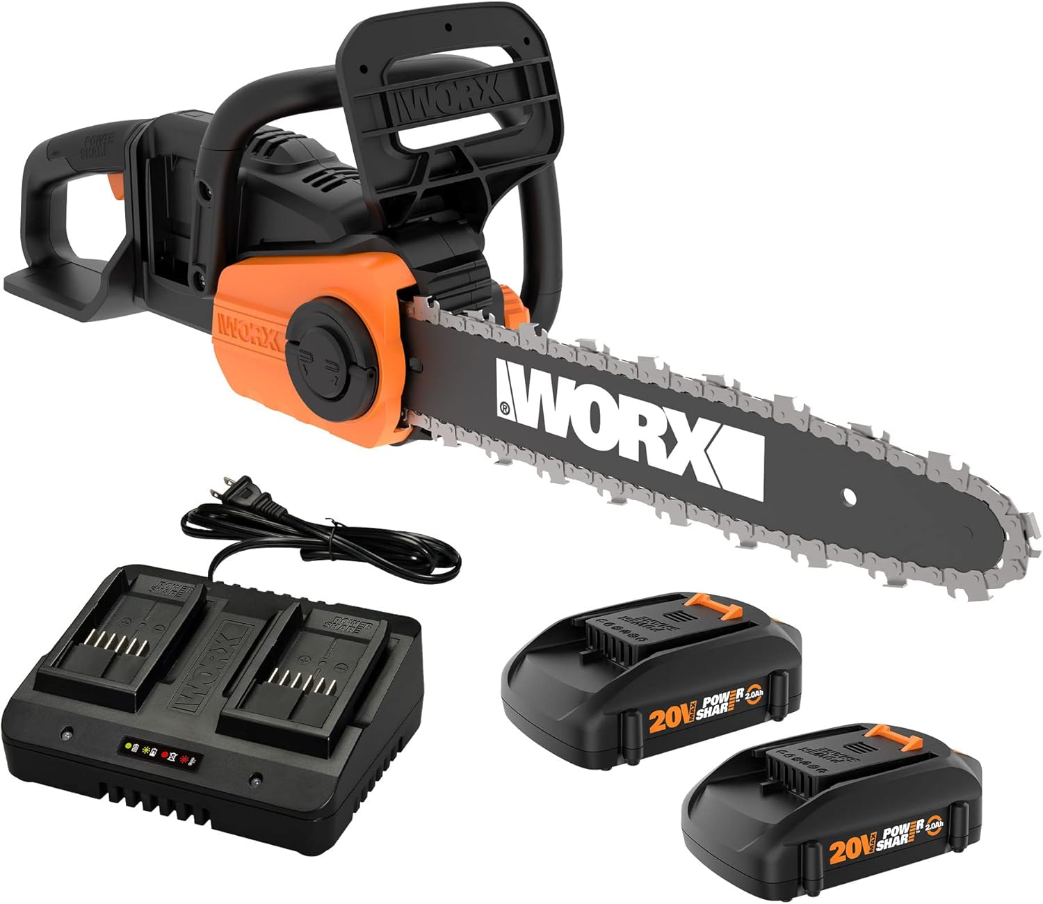 Worx 40V 14 Cordless Chainsaw Power Share with Auto-Tension - WG384 (Batteries & Charger Included) Worx 40V 14" Cordless Chainsaw Power Share with Auto-Tension - WG384 (Batteries & Charger Included)