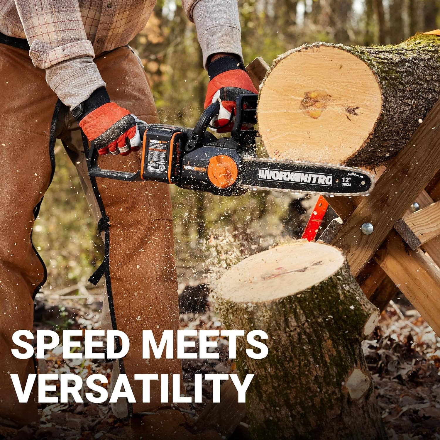 Worx Nitro 20V 12 Cordless Brushless Chainsaw 4.0 Ah Battery and Charger Included WG3501