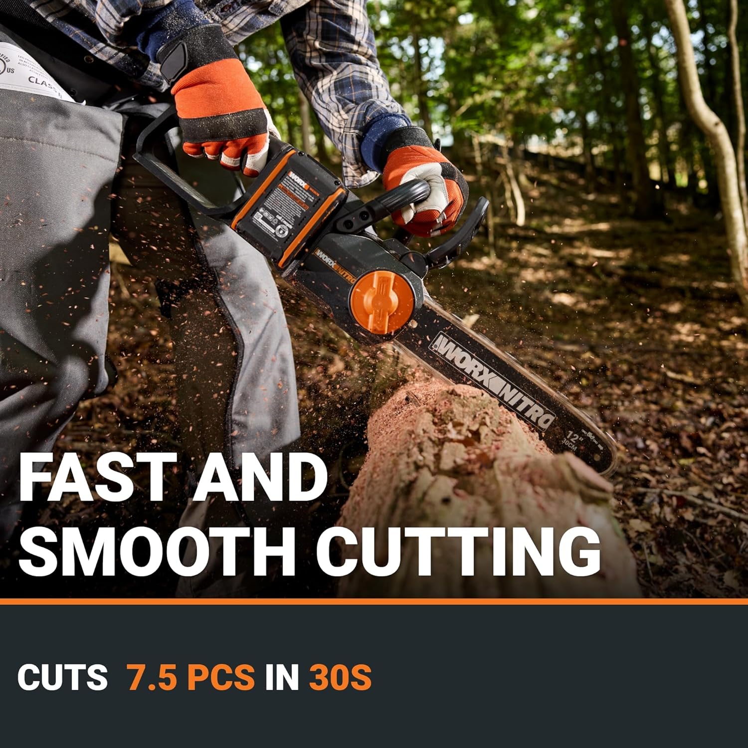 Worx Nitro 20V 12 Cordless Brushless Chainsaw 4.0 Ah Battery and Charger Included WG3504