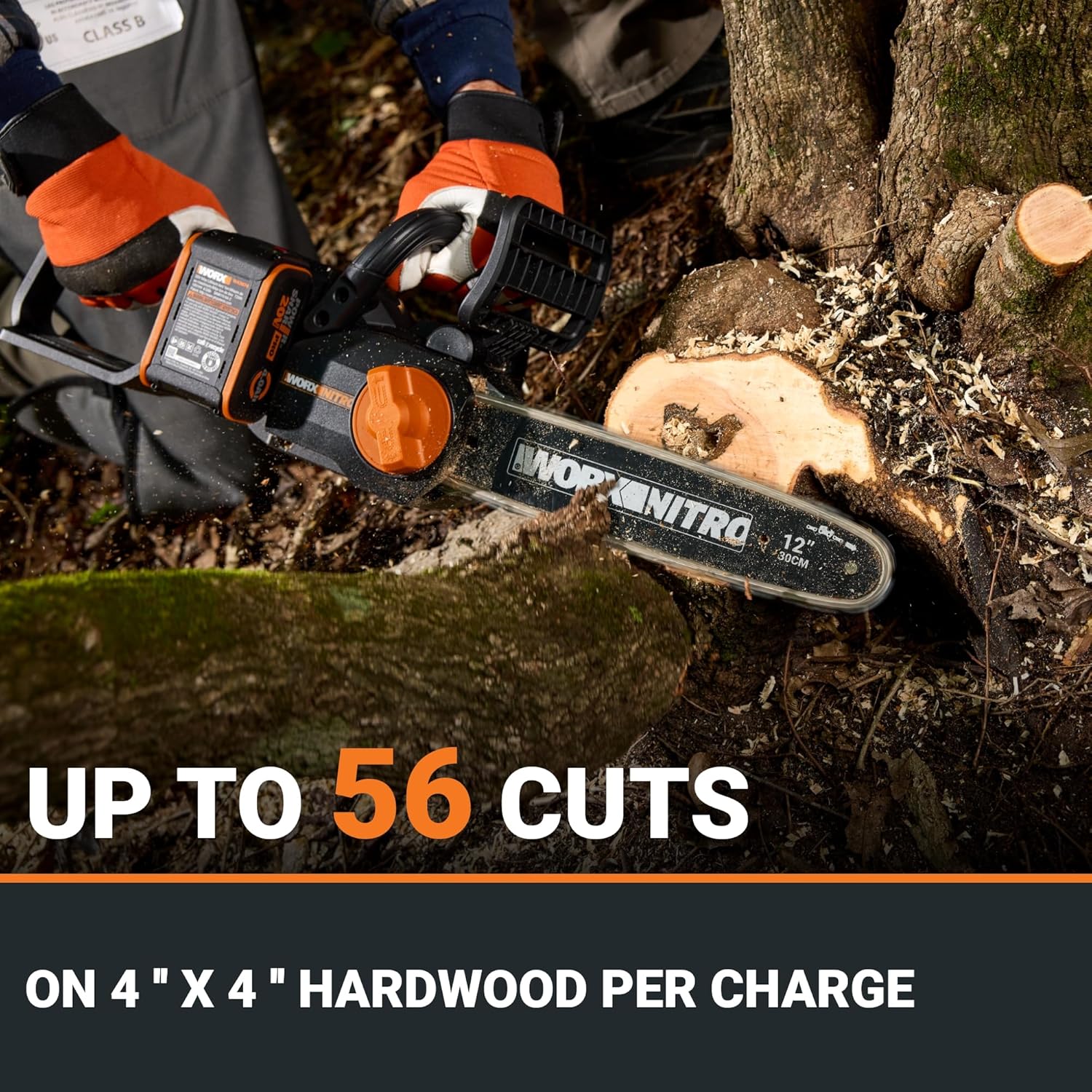 Worx Nitro 20V 12 Cordless Brushless Chainsaw 4.0 Ah Battery and Charger Included WG3509
