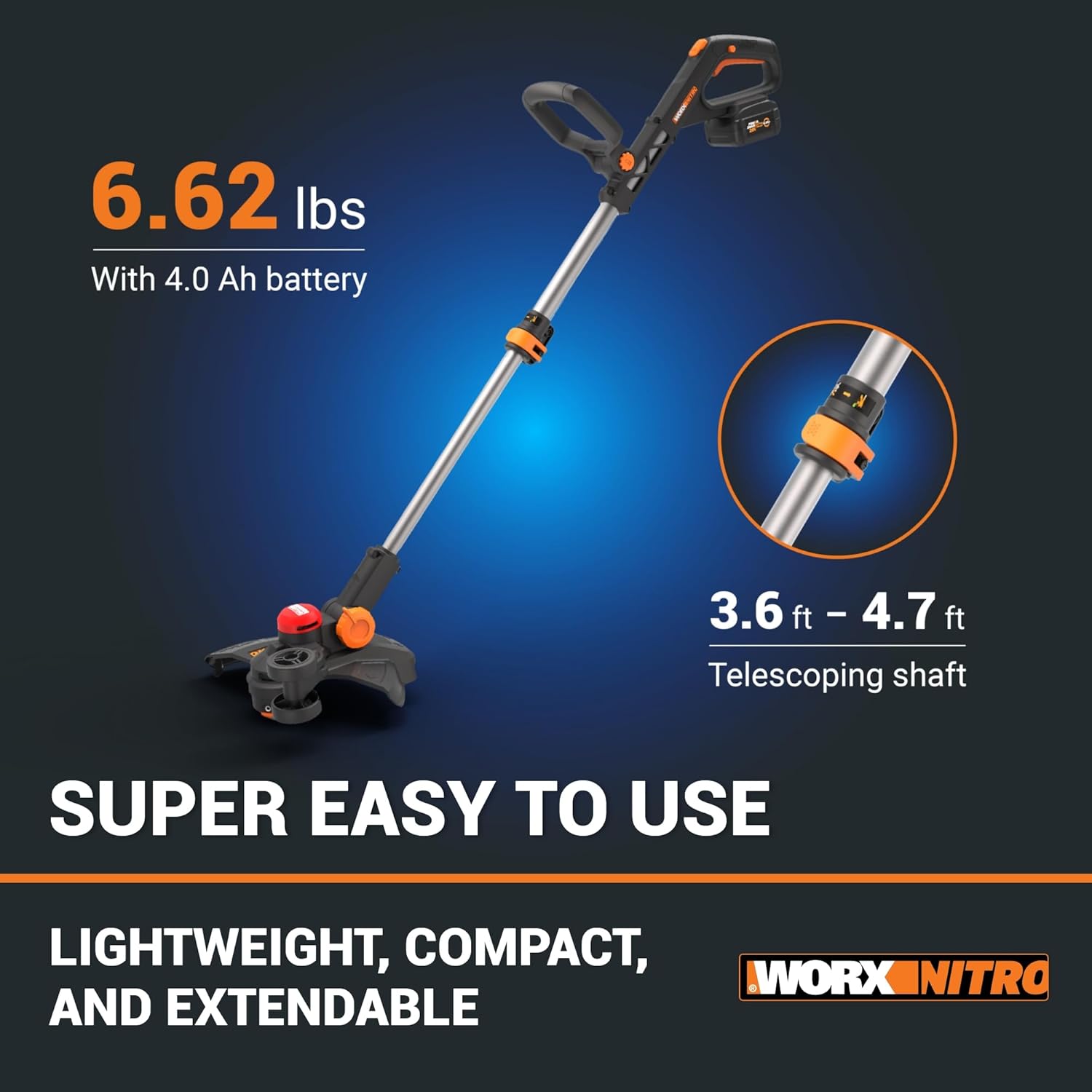Worx Nitro 20V 13 Cordless String Trimmer with Brushless Motor, 3-in-1 Grass Trimmer Edger Mini-Mower, Lightweight Weed Trimmer COMMAND FEED Instant Line Advancement WG173– Battery & Charger Included5t