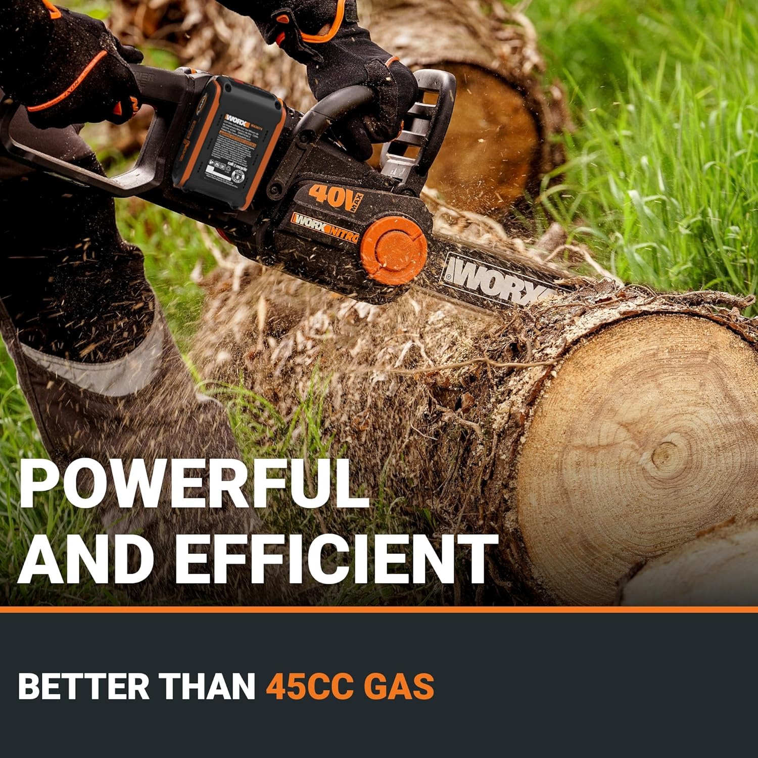 Worx Nitro 40V 16 Cordless Brushless Chainsaw 4.0 Ah Battery and Charger Included WG3851