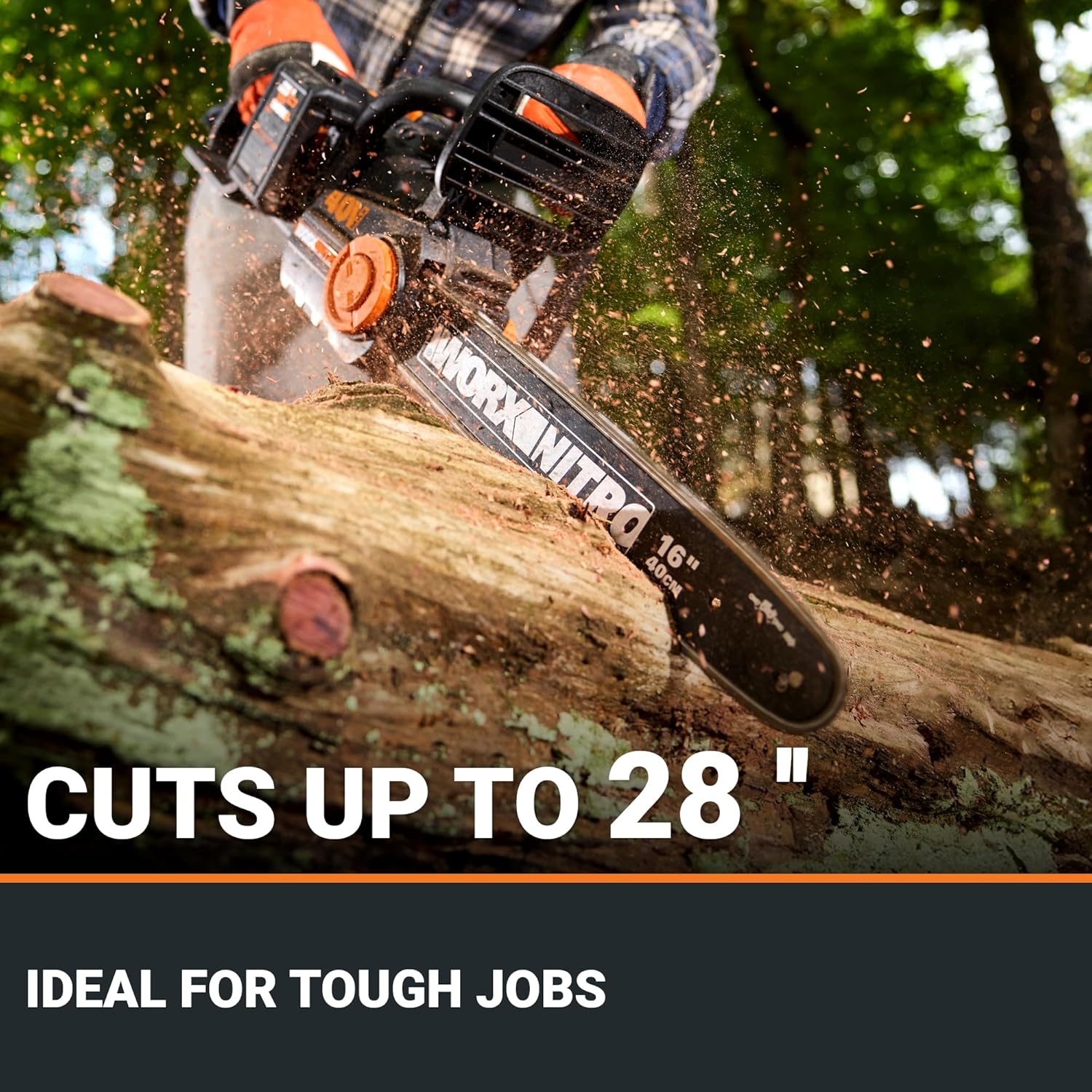 Worx Nitro 40V 16 Cordless Brushless Chainsaw 4.0 Ah Battery and Charger Included WG3852