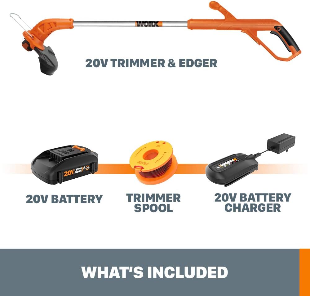 Worx String Trimmer Cordless & Edger 20V 10 Weed Trimmer PowerShare (Battery & Charger Included) WG1549