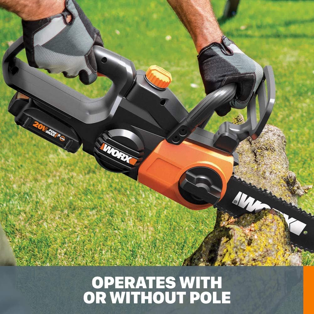 Worx WG323 20V Power Share 10 Cordless Pole Chain Saw with Auto-Tension (Battery & Charger Included)1
