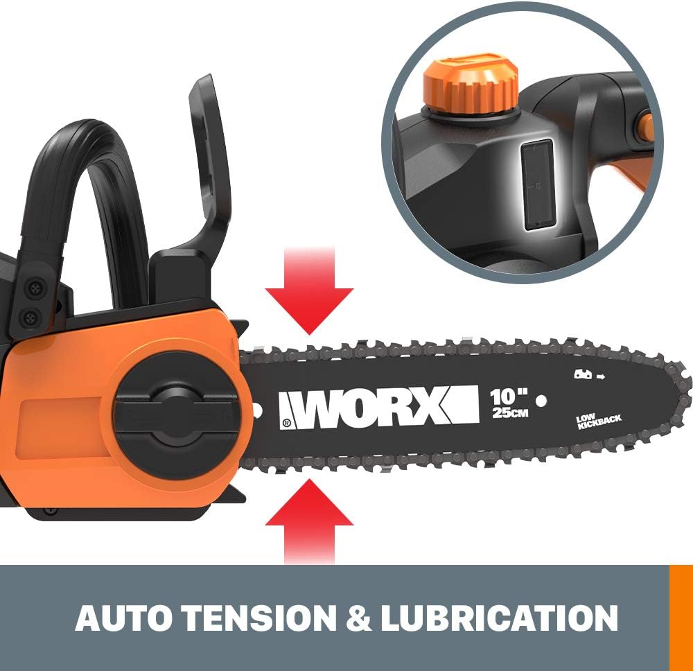 Worx WG323 20V Power Share 10 Cordless Pole Chain Saw with Auto-Tension (Battery & Charger Included)3