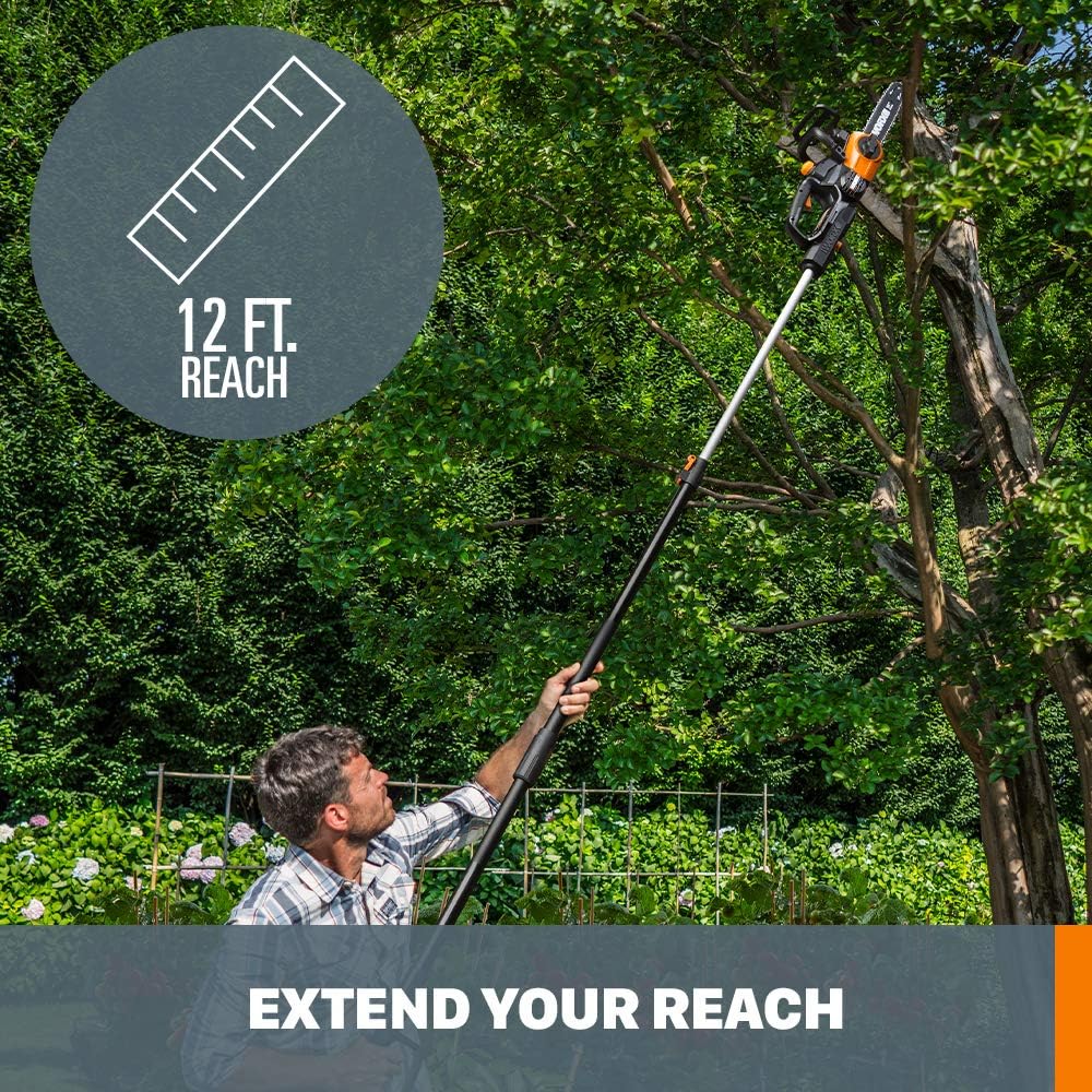 Worx WG323 20V Power Share 10 Cordless Pole Chain Saw with Auto-Tension (Battery & Charger Included)6