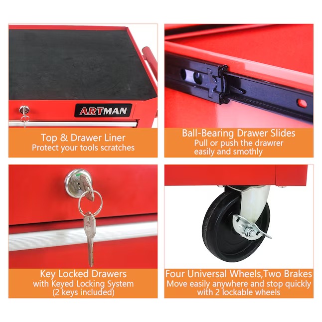 Xspracer ML-TC324 1000 Series 13-Inches W x 30-Inches H 7 -Drawer Steel Rolling Tool Cabinet ( Red )7_11zon