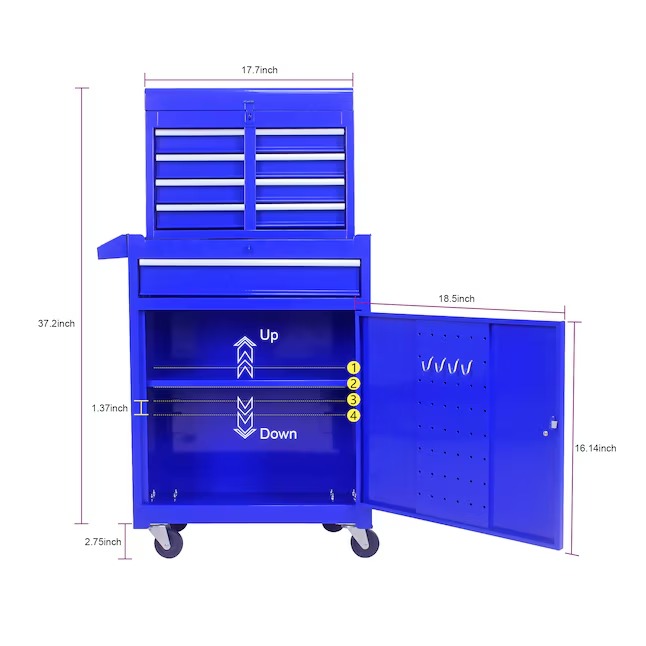 Xspracer ML-TC908 1000 Series 11-Inches W x 47-Inches H 5 -Drawer Metal Rolling Tool Cabinet ( Blue )`6_11zon