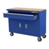 YUKON 46 in. Mobile Workbench with Solid Wood Top, Blue