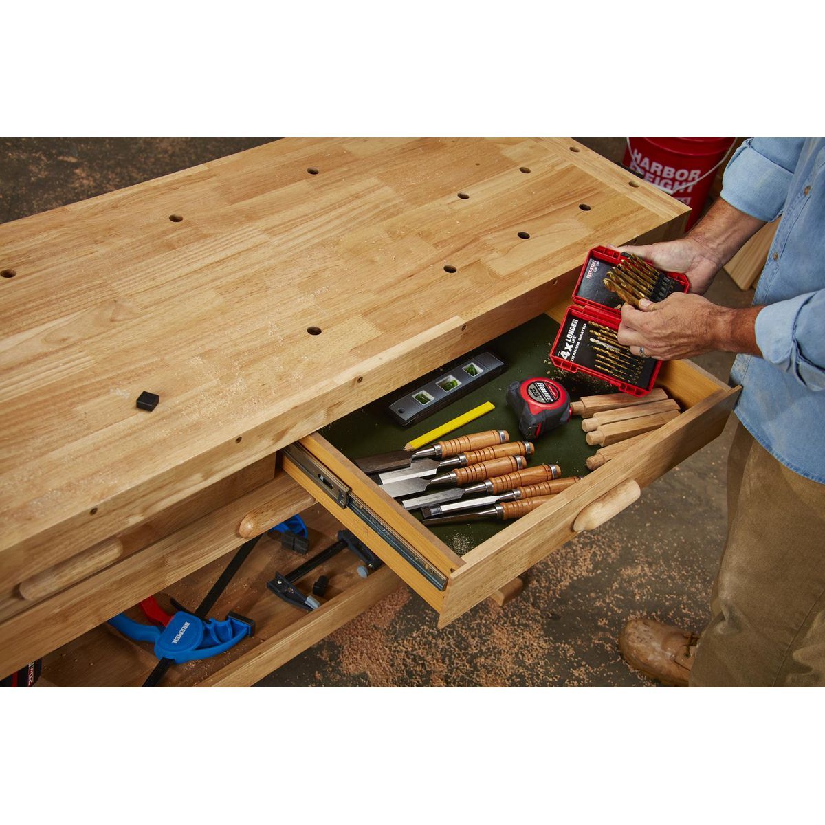 YUKON 60 in., 3-Drawer Hardwood Workbench0