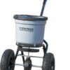 Yard Commander - Commercial 50-Pound Walk-Behind Push Broadcast Spreader - 10-12 Foot Spread Fertilizer, Salt & Grass Seed - Clog Free Design - Fully Enclosed Gear Box - Adjustable Drop Rate