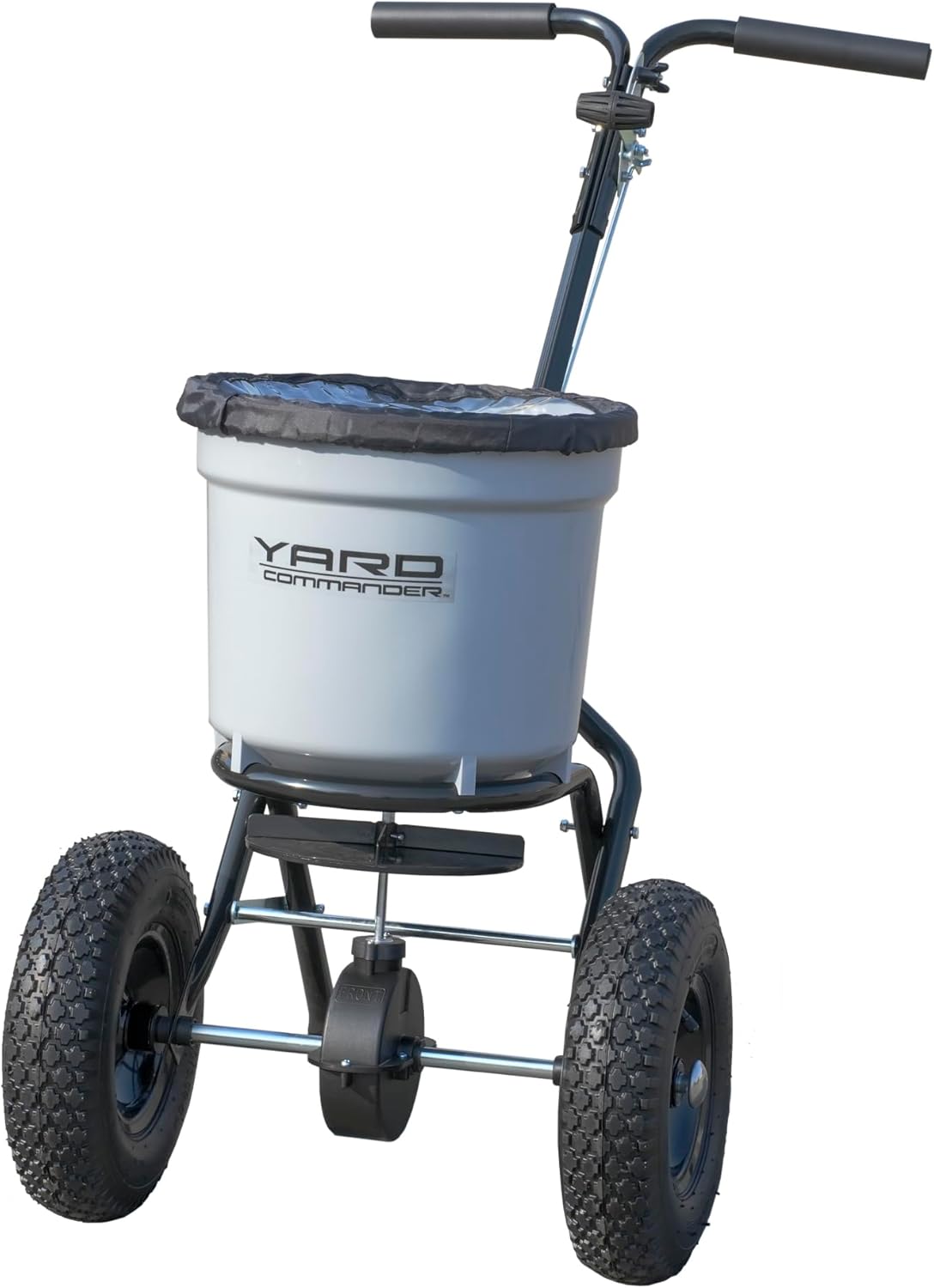 Yard Commander - Commercial 50-Pound Walk-Behind Push Broadcast Spreader - 10-12 Foot Spread Fertilizer, Salt & Grass Seed - Clog Free Design - Fully Enclosed Gear Box - Adjustable Drop Rate Yard Commander - Commercial 50-Pound Walk-Behind Push Broadcast Spreader - 10-12 Foot Spread Fertilizer, Salt & Grass Seed - Clog Free Design - Fully Enclosed Gear Box - Adjustable Drop Rate