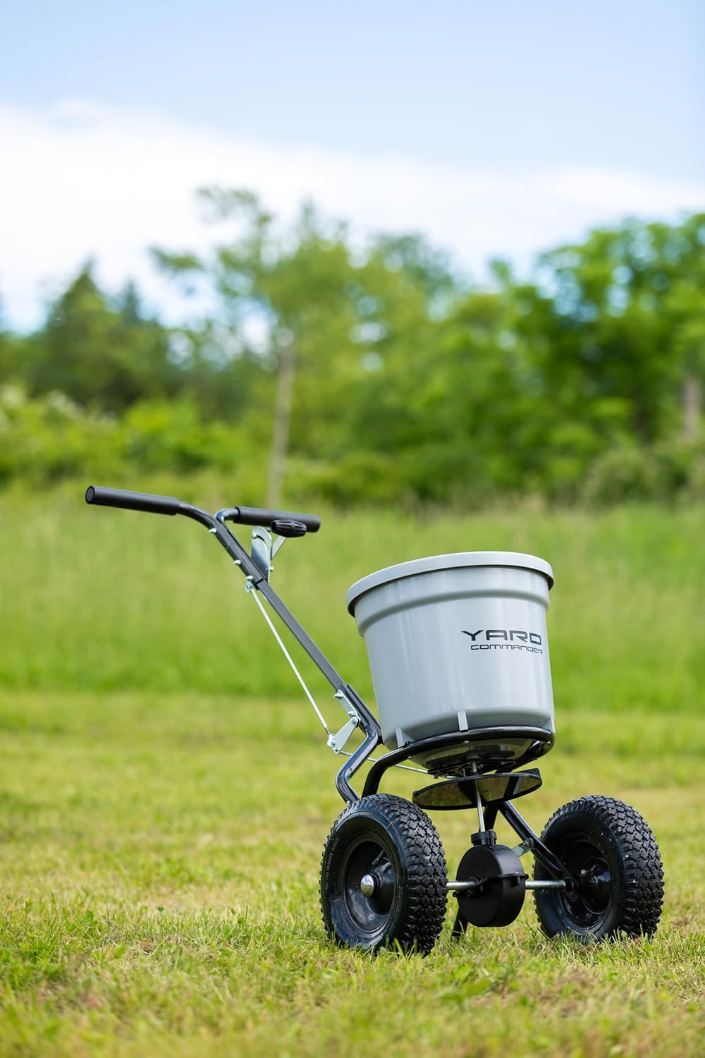 Yard Commander - Commercial 50-Pound Walk-Behind Push Broadcast Spreader - 10-12 Foot Spread Fertilizer, Salt & Grass Seed - Clog Free Design - Fully Enclosed Gear Box - Adjustable Drop Rate9