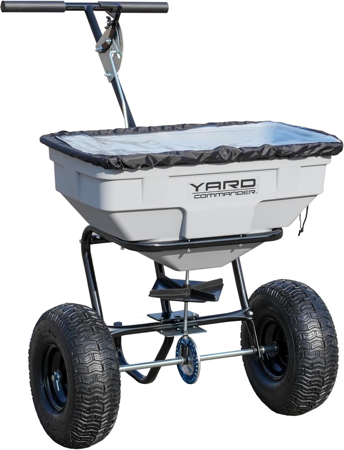 Yard Commander - Commercial Heavy Duty 125-Pound Walk-Behind Push Broadcast Fertilizer Spreader - Corrosion Resistant Hopper - Adjustable Drop Rate - Hopper Cover Included - Clog Free Design Yard Commander - Commercial Heavy Duty 125-Pound Walk-Behind Push Broadcast Fertilizer Spreader - Corrosion Resistant Hopper - Adjustable Drop Rate - Hopper Cover Included - Clog Free Design