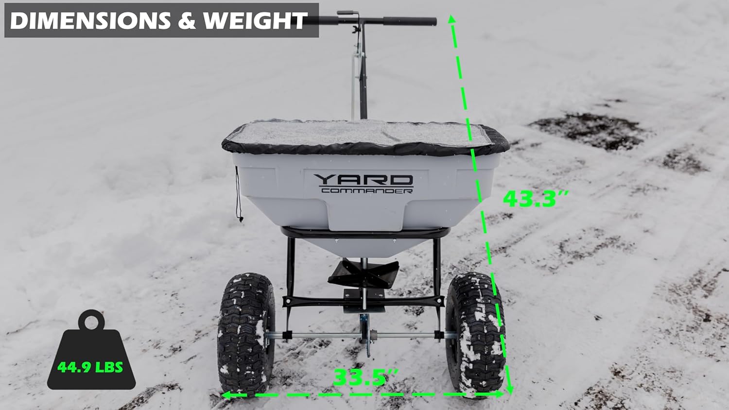 Yard Commander - Commercial Heavy Duty 125-Pound Walk-Behind Push Broadcast Fertilizer Spreader - Corrosion Resistant Hopper - Adjustable Drop Rate - Hopper Cover Included - Clog Free Design8