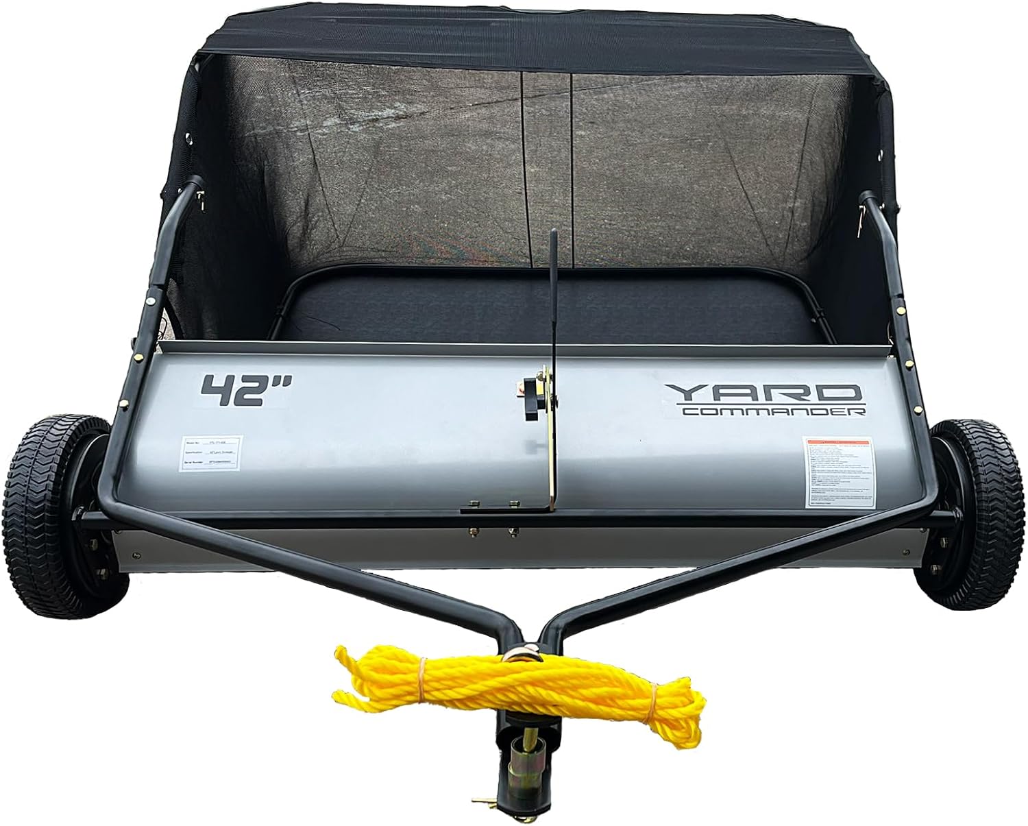 Yard Commander YTL-171-428 42-Inch Tow-Behind Lawn Sweeper, 10 Nylon Brushes, Universal Tractor ATV Hitch, Never-Flat Wheels, Adjustable Height, 1-Year Warranty, Ideal for Leaves, Grass & Debris4