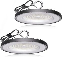 2 Pack UFO Led High Bay Light 200W(800W MH/HPS Equiv.), 30000lm, 5000K Daylight High Bay Led Light with 5' Cable US Hook, IP65 Waterproof Commercial Light Fixture for Warehouse Workshop Barn Factory