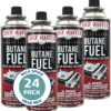 24 x 8oz. Butane Fuel Canister, Tin Canister for Outdoor Cooking & Grill, Tailgating, Camping Essentials, Butane Fuel Refill for Kitchen Torch, Portable Stove, Portable Camp Stove by Chef Master 90340