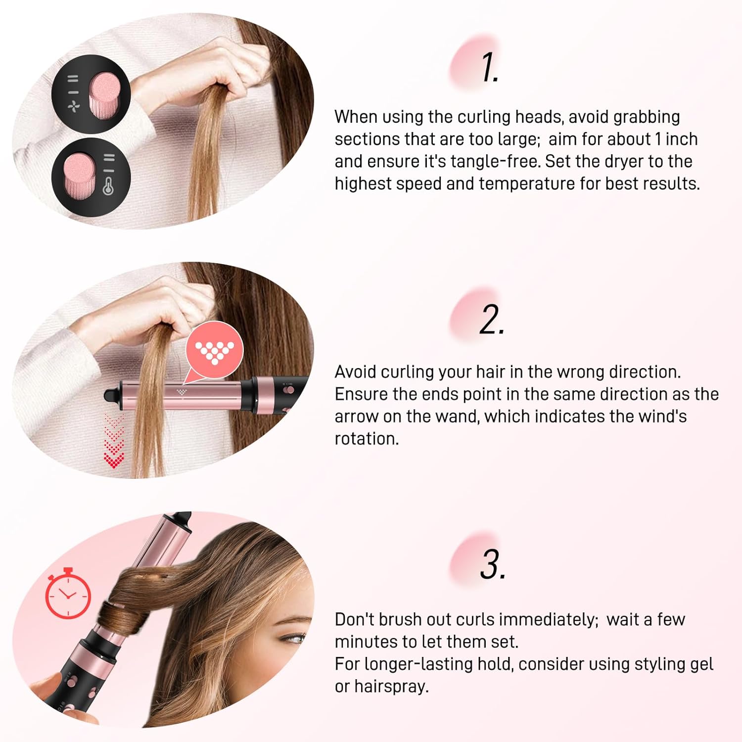 3 in 1 Air Styler with Travel Case - Ionic Hair Dryer & Air Wrap Curlers for Curling Drying, 1 Inch Curling Iron Barrel, Frizz-Free Blow Dryer No Heat Damage Fit for All Hair Types & Lengths0