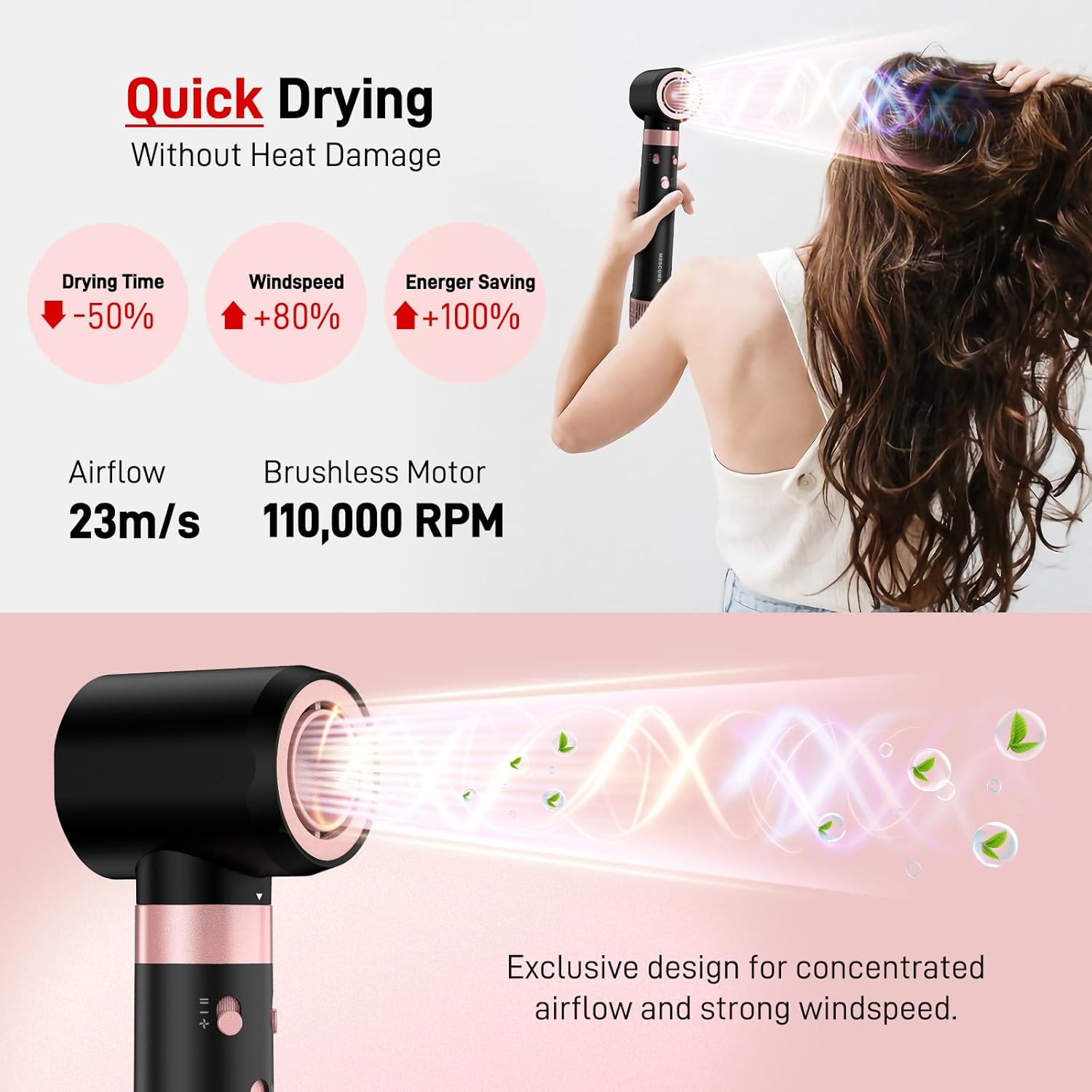 3 in 1 Air Styler with Travel Case - Ionic Hair Dryer & Air Wrap Curlers for Curling Drying, 1 Inch Curling Iron Barrel, Frizz-Free Blow Dryer No Heat Damage Fit for All Hair Types & Lengths3
