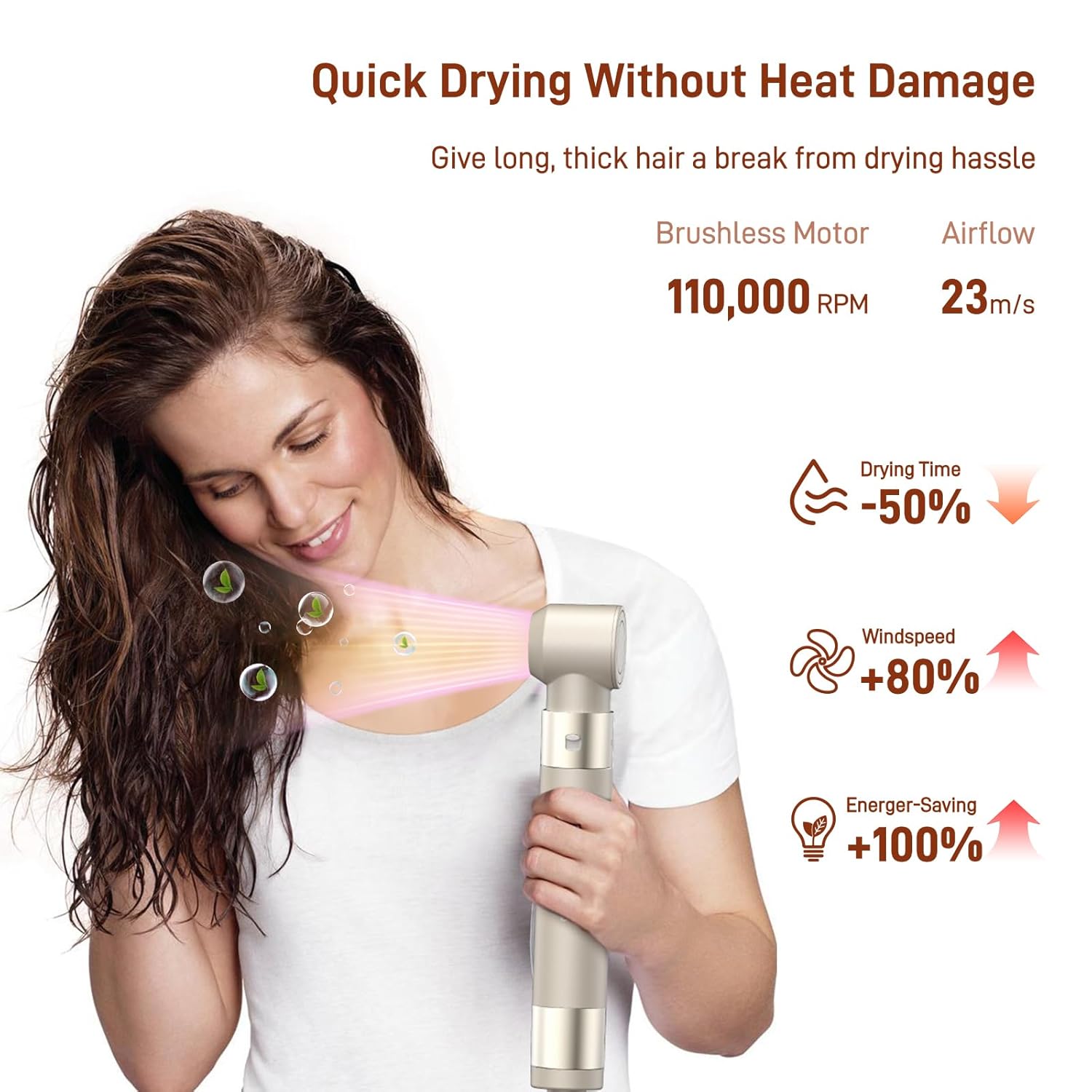 5 in 1 Hair Air Styler - Hair Dryer Brush 110000 RPM for Fast Drying & Hot-Air Auto Wrap Curlers for Curling, Frizz-Free Blow Dryer Brush for Straightening Volumizing No Heat Damage3