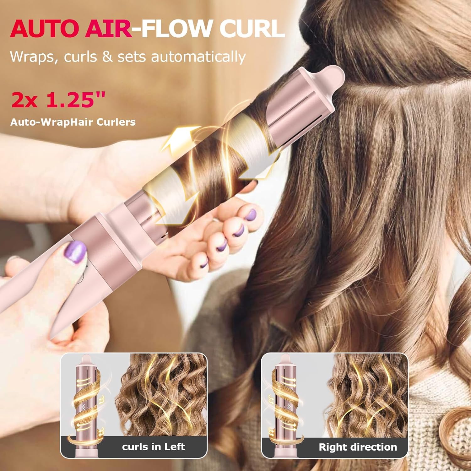 5 in 1 High-Speed Hot Air Styler - Professional Frizz-Free Hair Dryer Brush, Fast Drying Hair Dryer, No Heat Damage Air Styler Wrap - Curl, Volumize, Straighten with Travel Bag3
