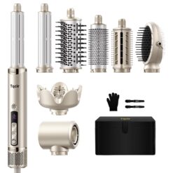 8-in-1 Professional Hot Air Styler&Hair Dryer Brush, Powerful Multi-Styler with Auto-Wrap Curler with Storage Case, Fast Drying Curling Straightening Volumizing Without Heat Damage
