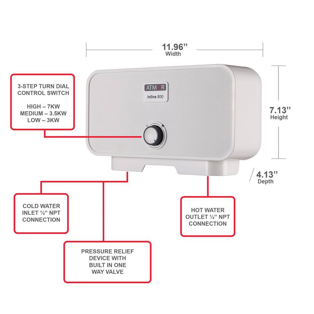 ATMOR AT-35WH-HD 3500-Watt 120V 0.5 GPM Point-of-Use Electric Tankless Water Heater Includes Pressure Relief Device 1-Sink Water Heater9