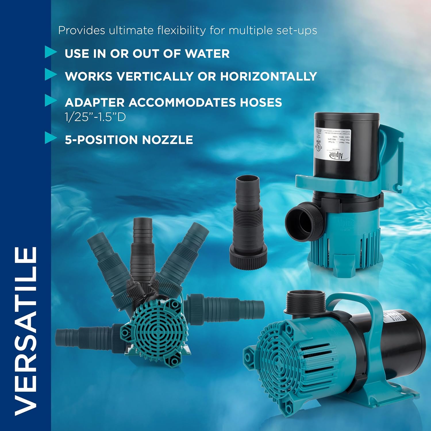 Alpine Corporation 3000 GPH Vortex Energy-Saving Pump for Ponds, Fountains, Waterfalls, and Water Circulation9