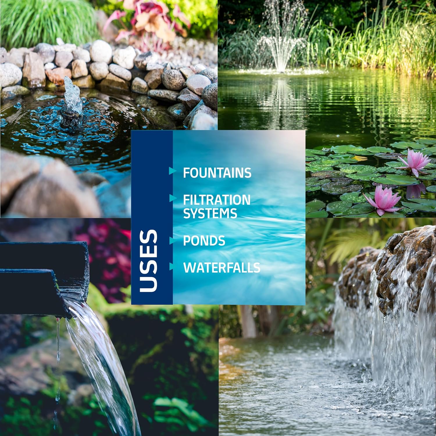 Alpine Corporation - 4000 GPH Submersible Water Pump with 33 FT Cord & Adapters for Ponds, Fountains, Waterfalls – Energy-Efficient, Quiet Operation, Vertical Horizontal Use, 306 Watts, 21 FT Lift3