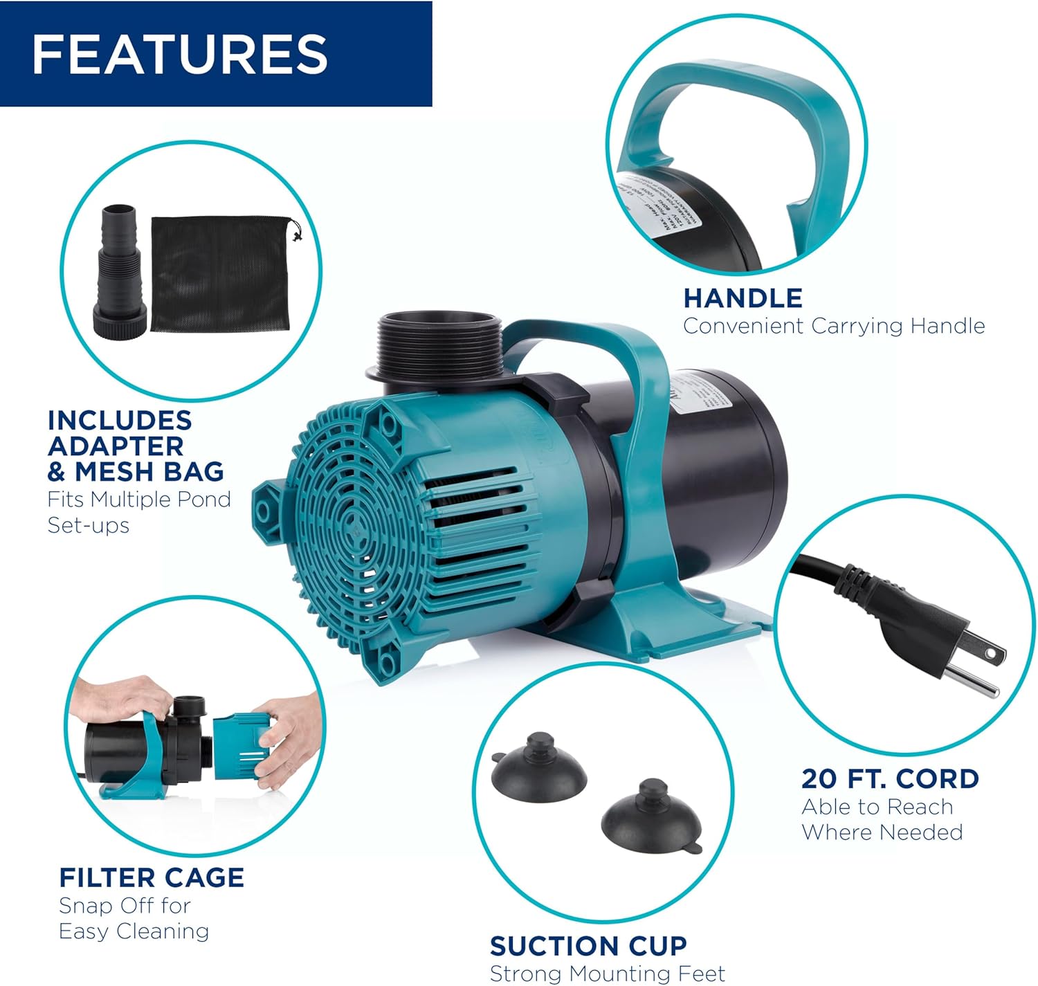 Alpine Corporation 5600 GPH Vortex Energy-Saving Pump for Ponds, Fountains, Waterfalls, and Water Circulation4