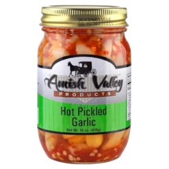 Amish Valley Products Country Pickled Garlic Sweet or Hot Flavor 15 oz Glass Jar (Hot, 6 - 15oz JARS)