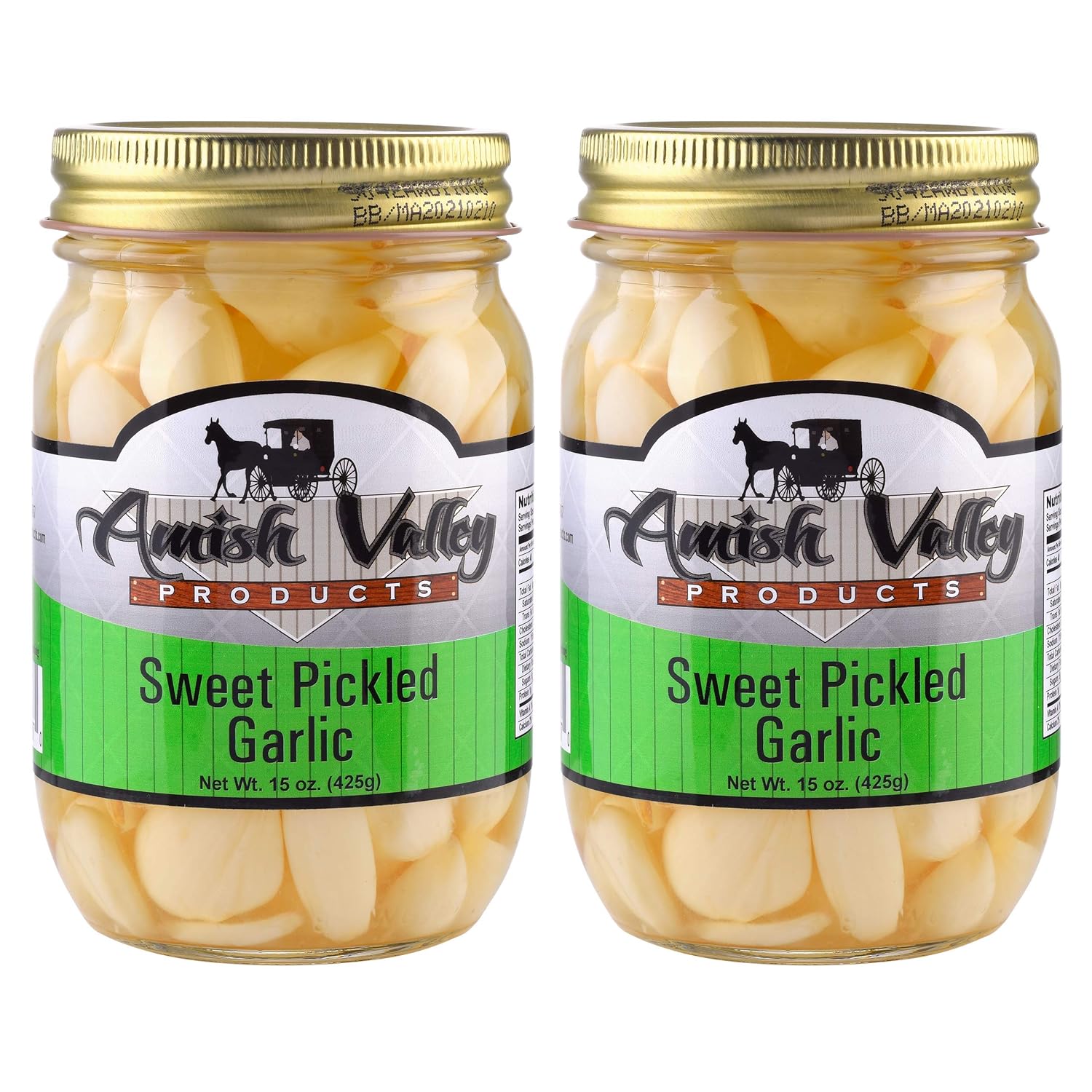 Amish Valley Products Country Pickled Garlic Sweet or Hot Flavor 15 oz Glass Jar (Sweet, 2 - 15oz JARS) Amish Valley Products Country Pickled Garlic Sweet or Hot Flavor 15 oz Glass Jar (Sweet, 2 - 15oz JARS)