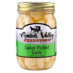 Amish Valley Products Country Pickled Garlic Sweet or Hot Flavor 15 oz Glass Jar (Sweet, 6 - 15oz JARS)