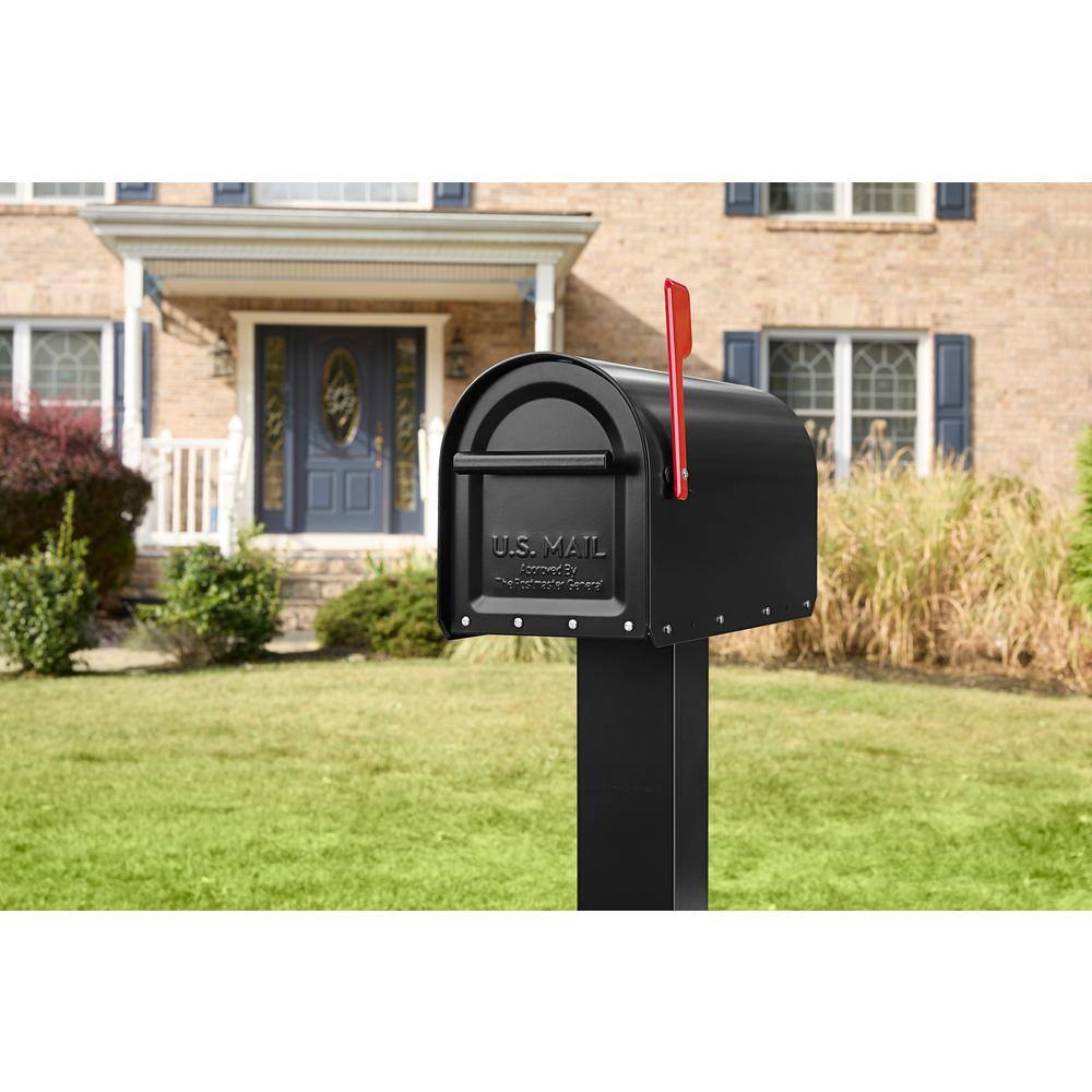 Architectural Mailboxes 5560B-R-10 Sequoia Black, Large, Steel, Heavy Duty Post Mount Mailbox1