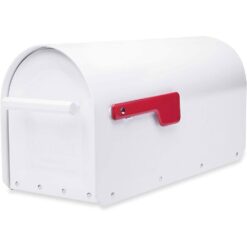 Architectural Mailboxes 5560W-R-10 Sequoia White, Large, Steel, Heavy Duty Post Mount Mailbox